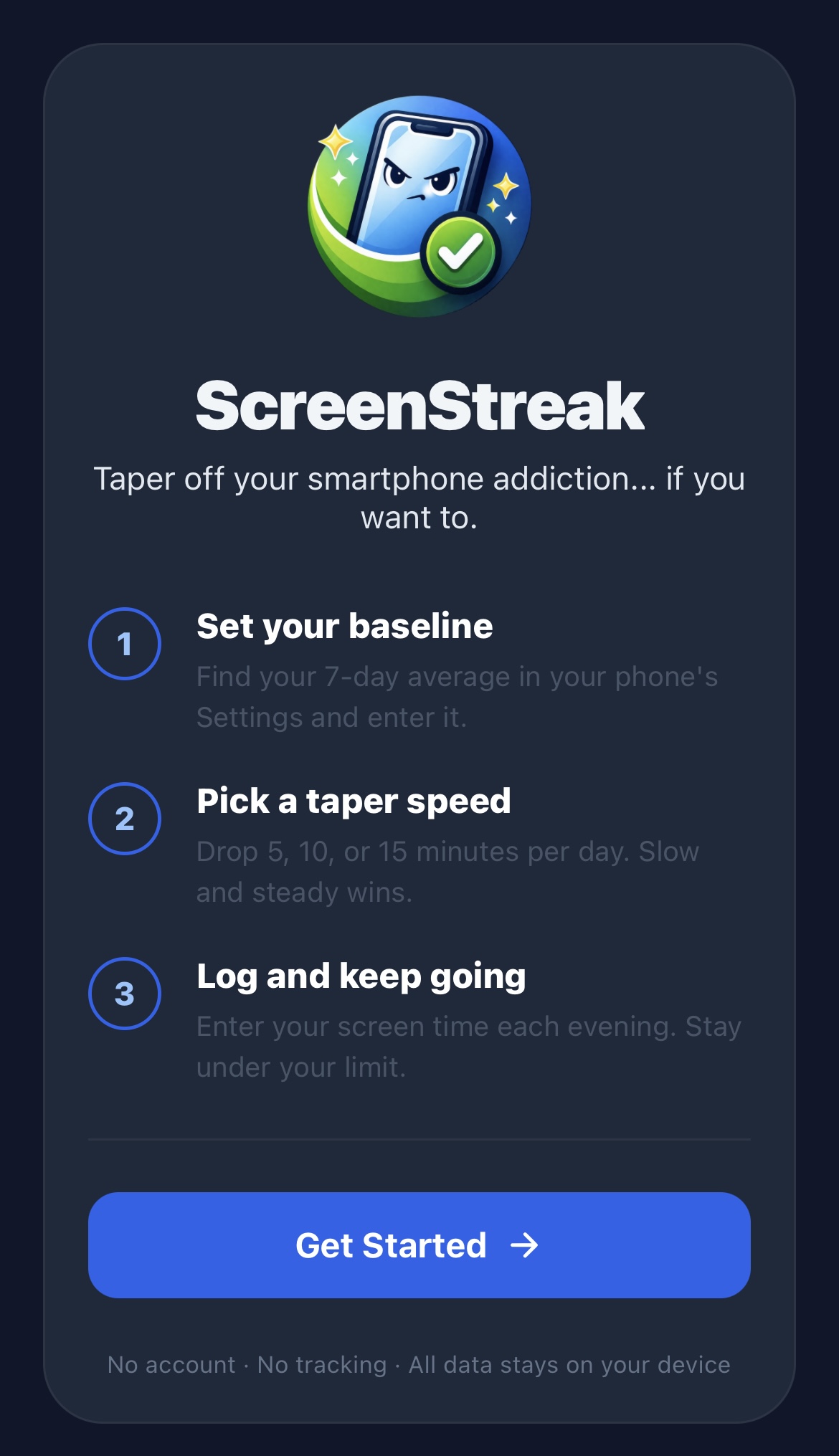 ScreenStreak welcome screen with setup steps